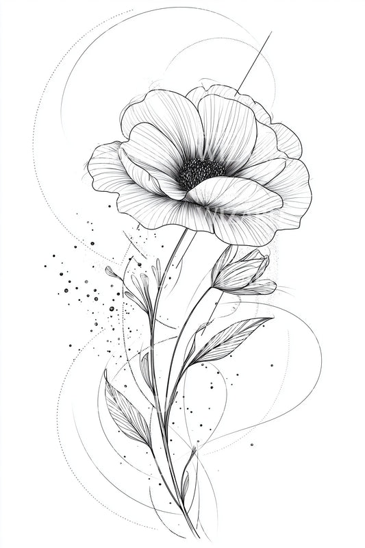 Airy Poppy Sketch Tattoo Design