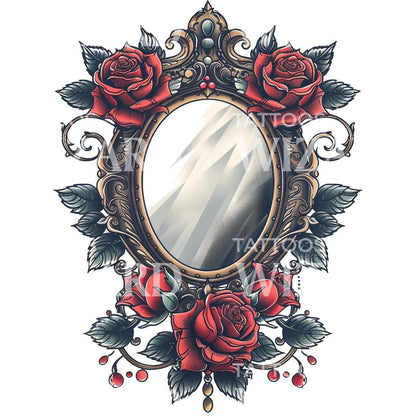 Old School Vintage Mirror Tattoo Design