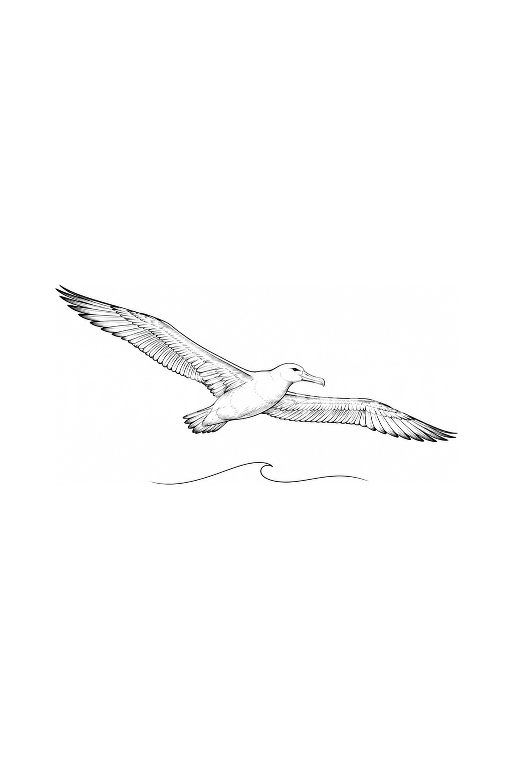 Tatueringsdesign med albatross över vågorna