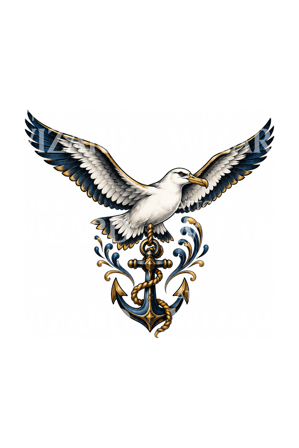 Tatoveringsidé med albatros og skibsanker
