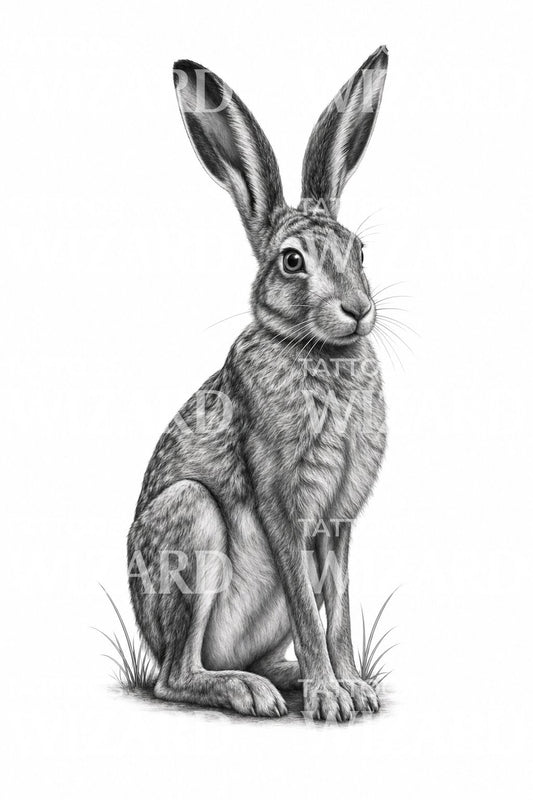 Alert Hare 黑灰纹身设计