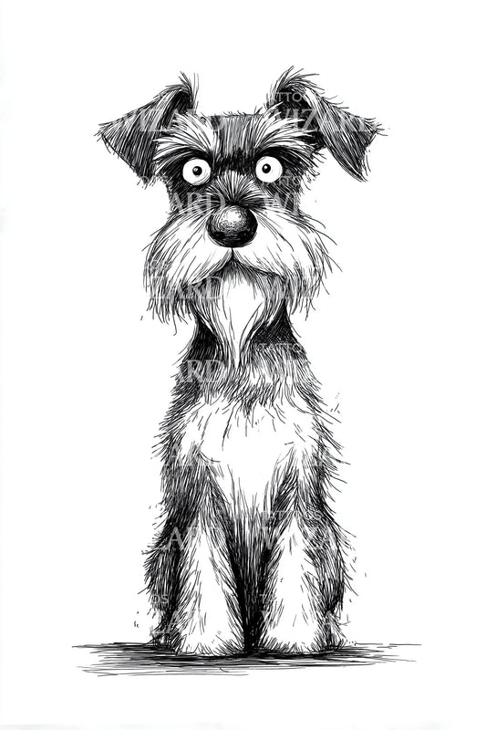 Design Tatuaggio Linework Schnauzer Alert