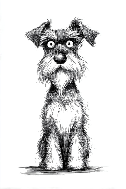Design Tatuaggio Linework Schnauzer Alert