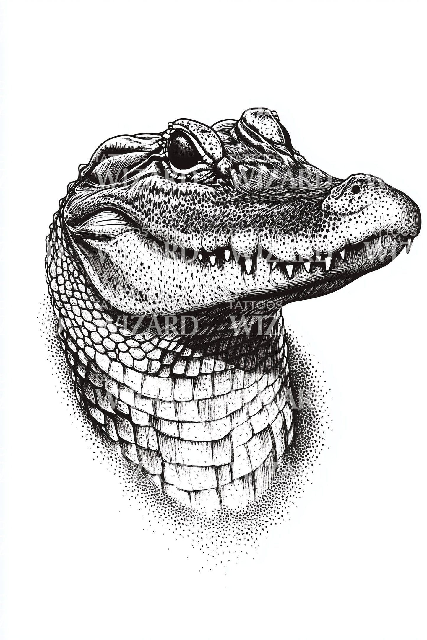 Alligator Head Closeup Tattoo Design