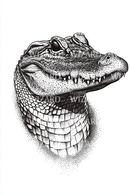 Alligator Head Closeup Tattoo Design