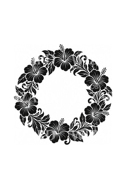 黑色木槿花环 Aloha 圆环纹身灵感