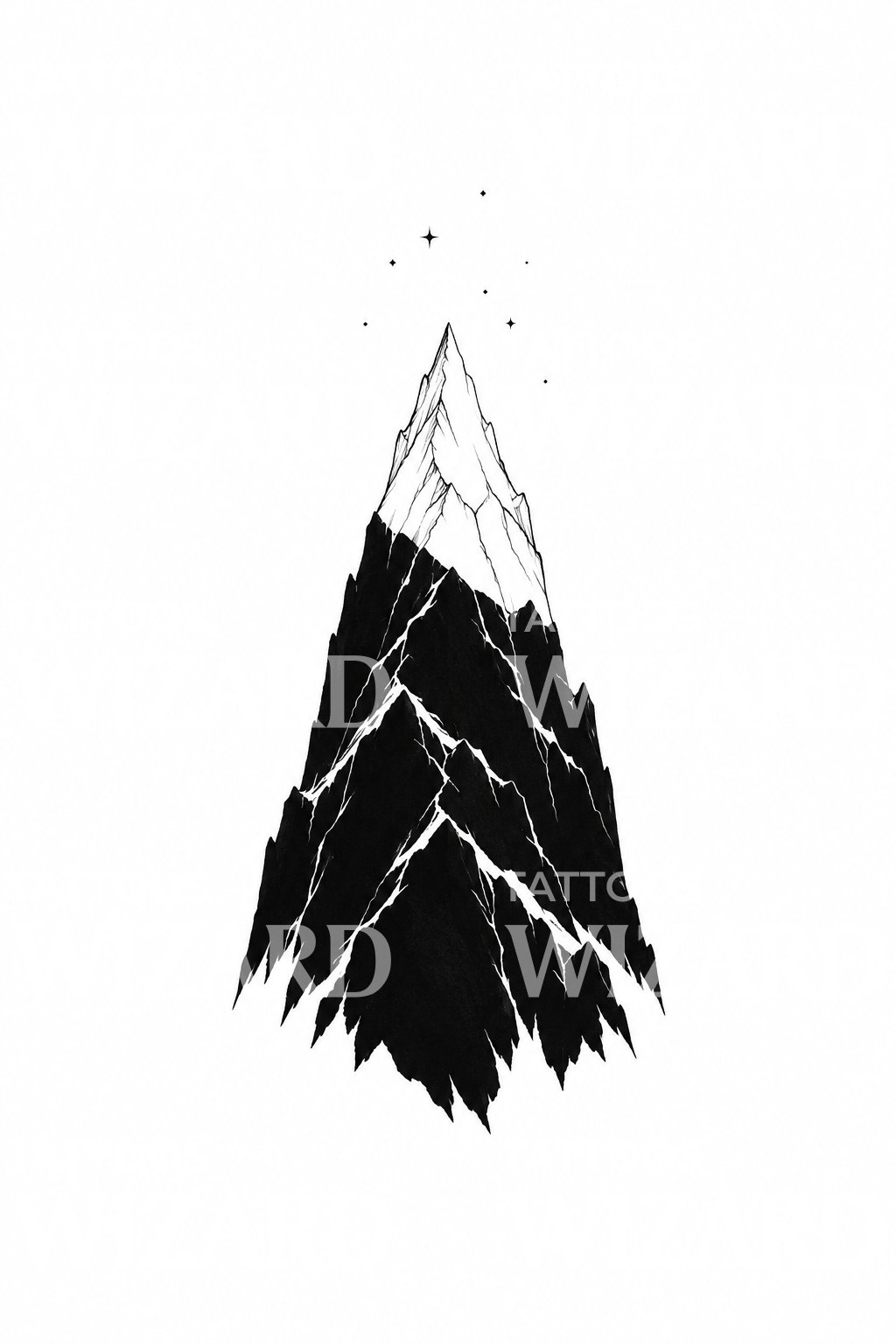 Alpenglow on a Black Peak Tattoo Design