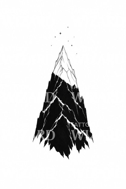 Alpenglow on a Black Peak Tattoo Design