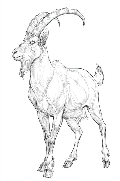 Alpine Ibex Side Tattoo Design