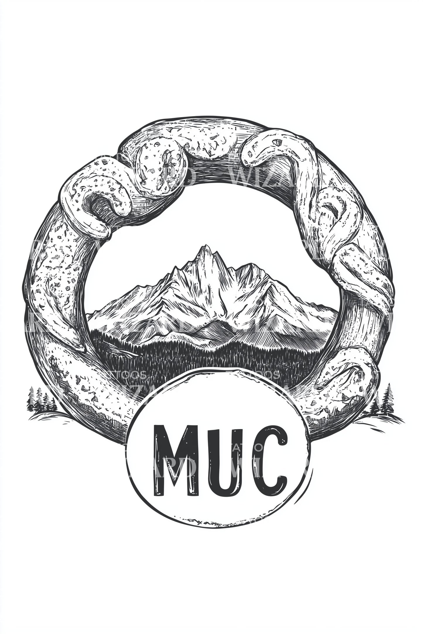 Alpine Wreath MUC Tattoo Design