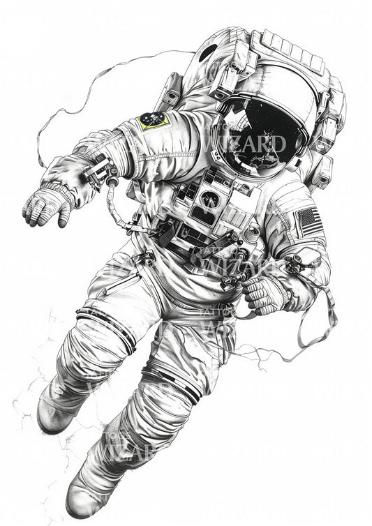 Amazing Astronaut Spacewalking Tattoo Idea