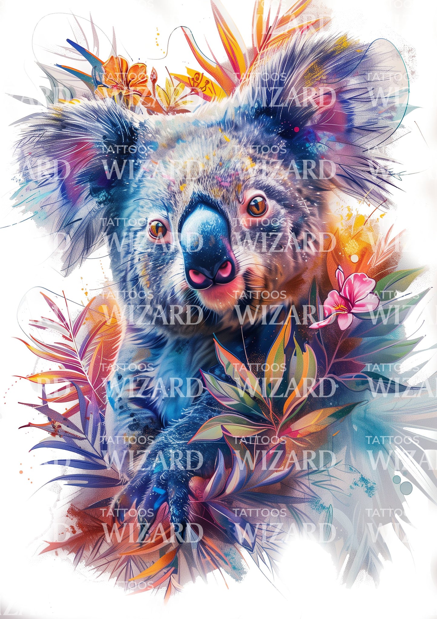 Amazing Koala In Color Tattoo Design