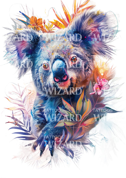 Amazing Koala In Color Tattoo Design