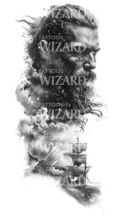 Amazing Viking Sleeve Tattoo Design