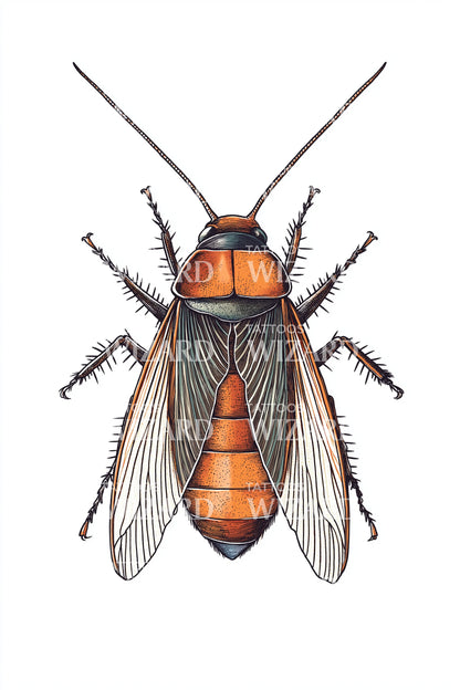 Amber Cockroach Tattoo Illustration