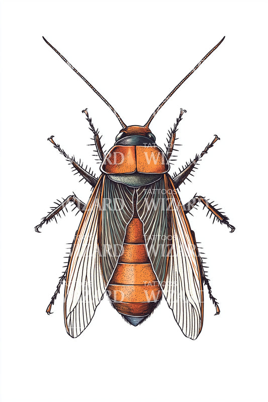 Amber Cockroach Tattoo Illustration