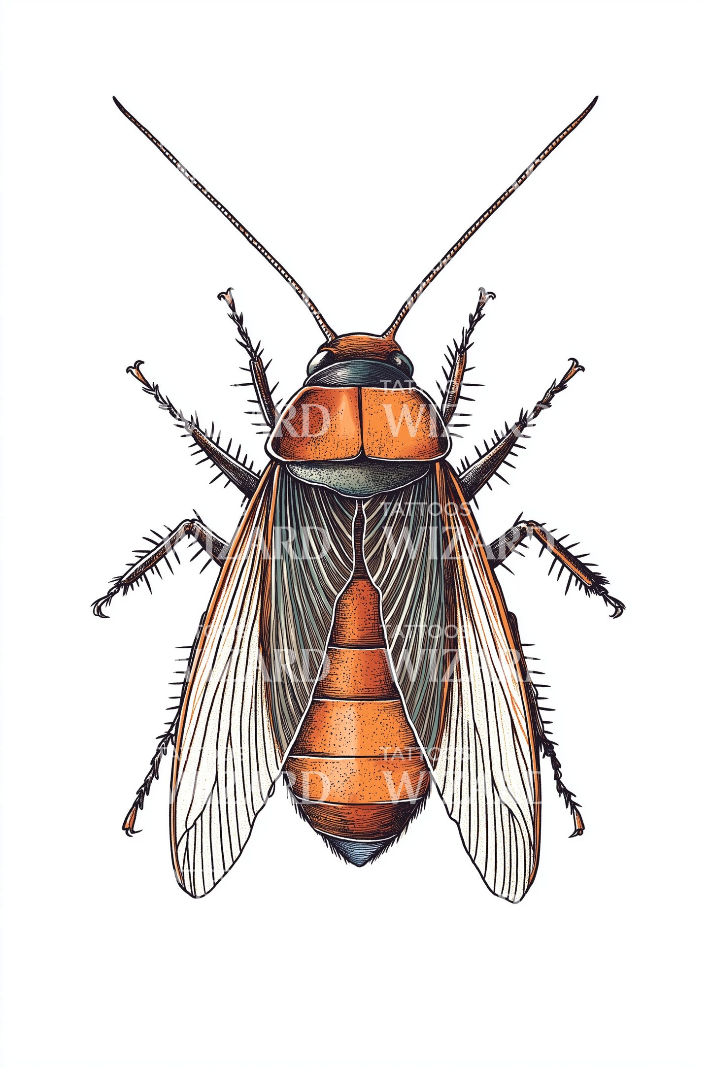 Amber Cockroach Tattoo Illustration
