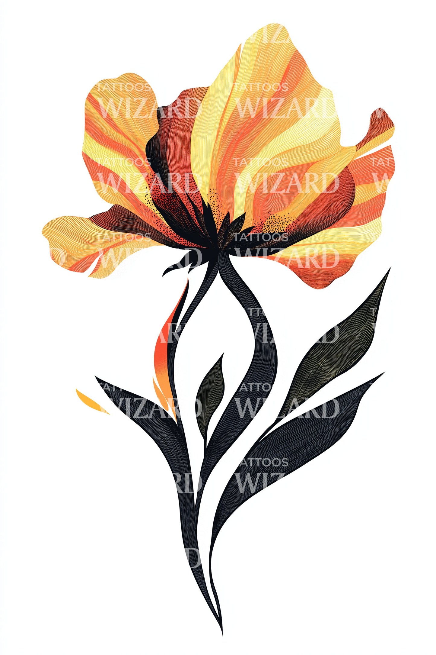 Amber Iris Bloom Tattoo Idea