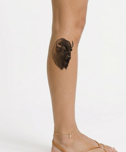 American Bison Black and Grey Tattoo Design