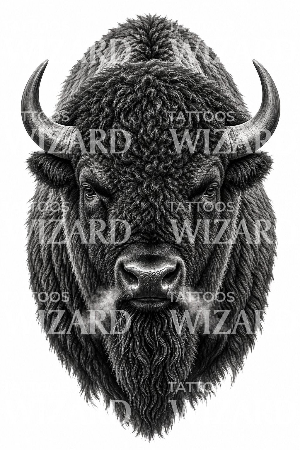 Diseño de tatuaje de cabeza de bisonte americano