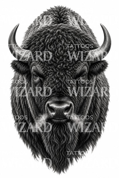 Diseño de tatuaje de cabeza de bisonte americano
