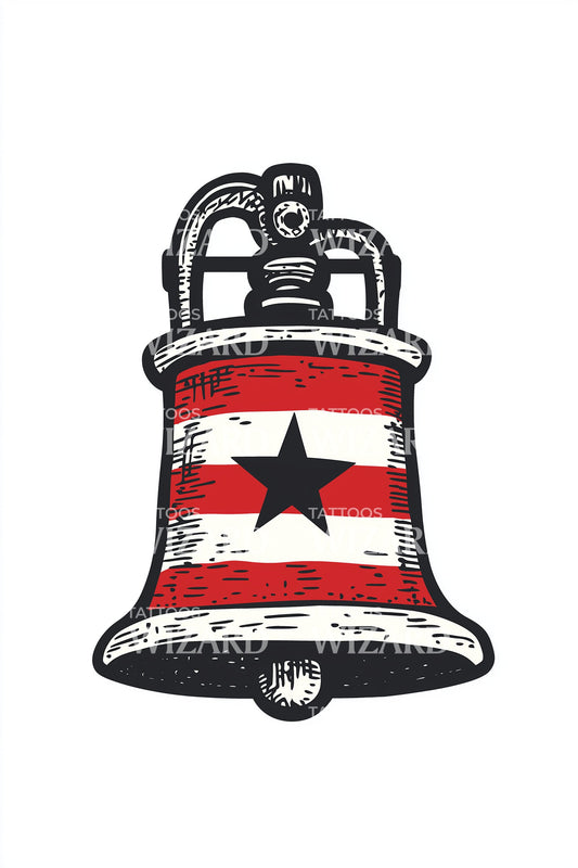 American Star Bell Tattoo Design