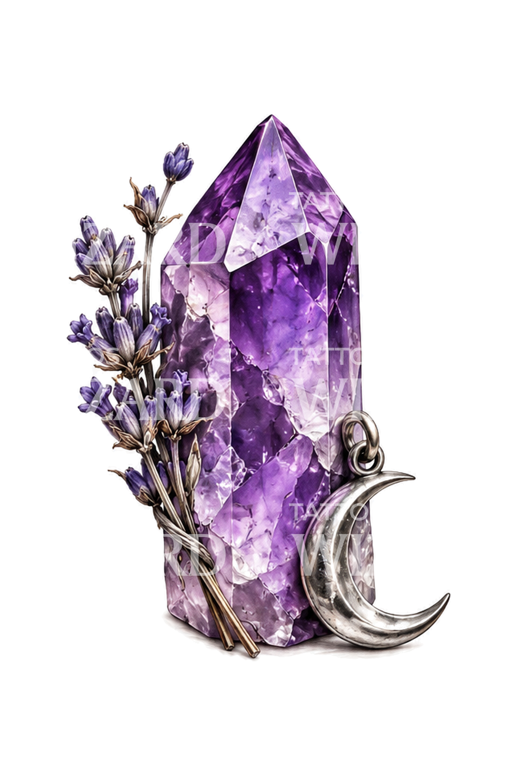 Amethystikristalli-, laventeli- ja kuukorutatuointi