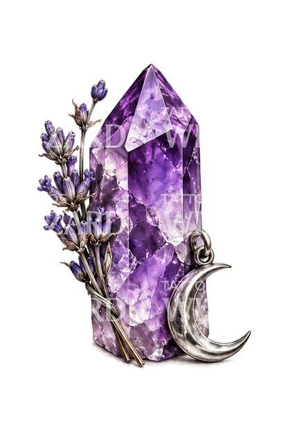 Amethystikristalli-, laventeli- ja kuukorutatuointi