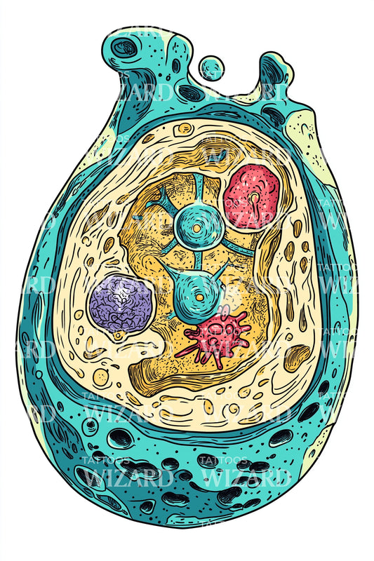 Amoeba Cell Anatomy Tattoo Illustration