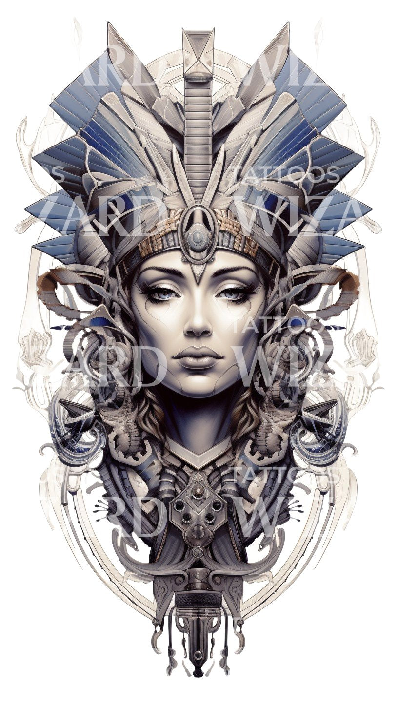 Spirituelles Tattoo-Design mit ägyptischer Göttin