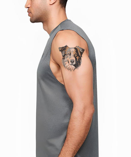 Desenho de Tatuagem da Cabeça de Cão Pastor Australiano