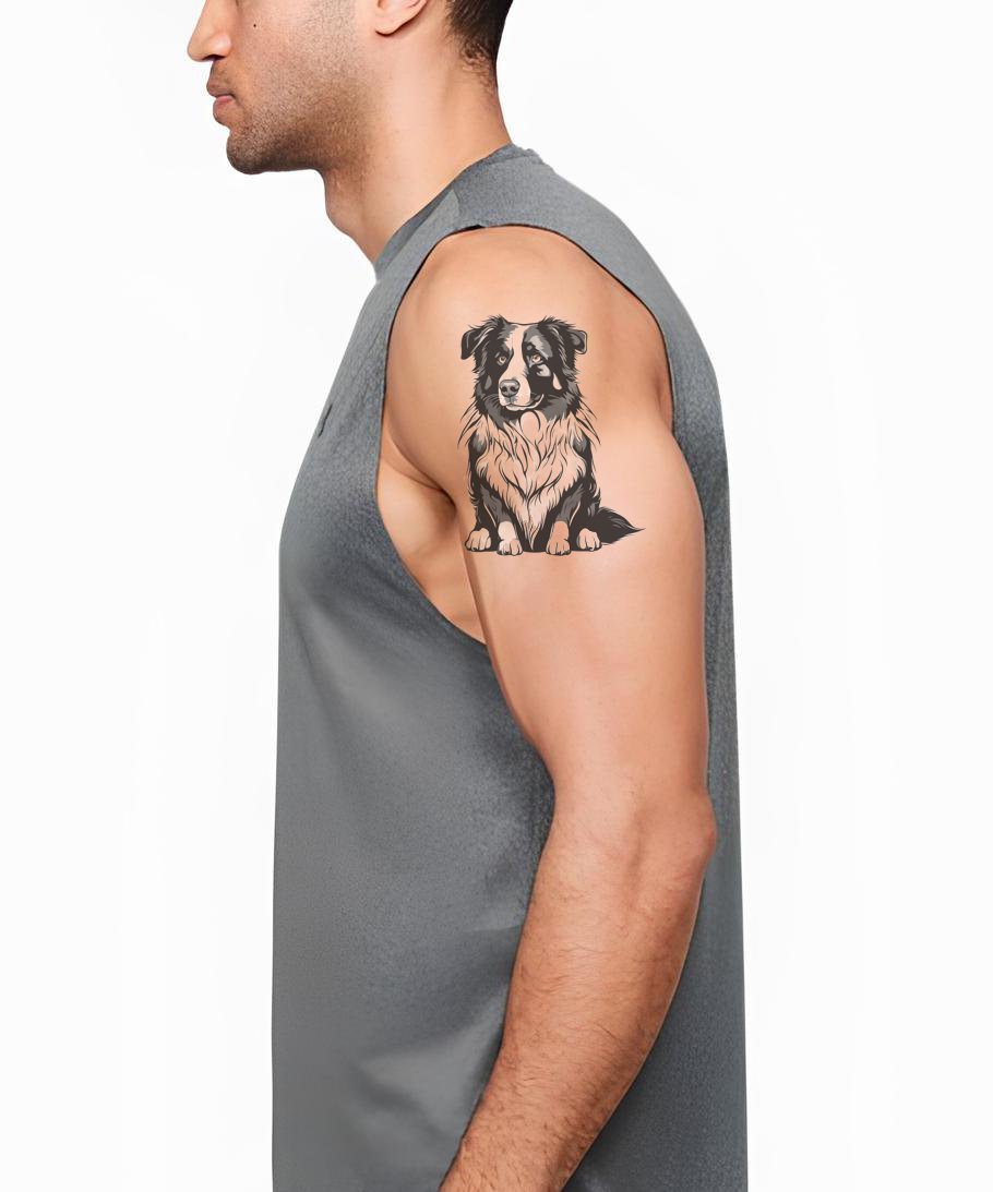 Design de Tatuagem de Cão Pastor Australiano