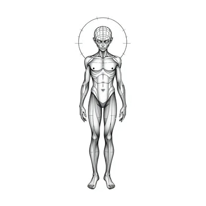 Anatomical Android Halo Tattoo Design