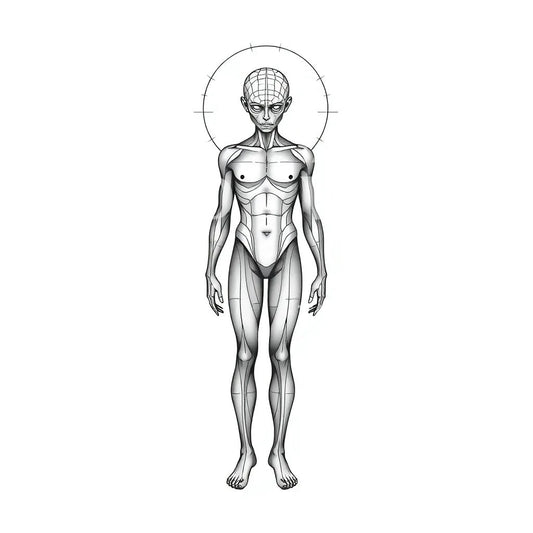 Anatomical Android Halo Tattoo Design