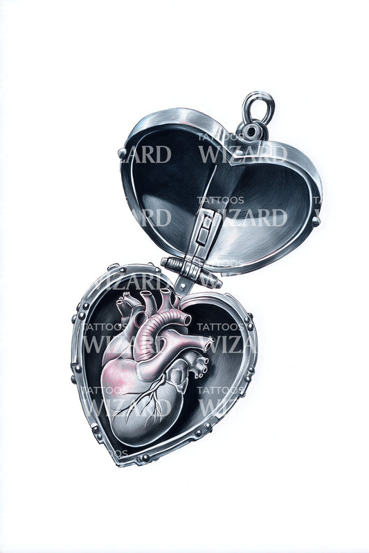Anatomical Heart Locket Tattoo Idea