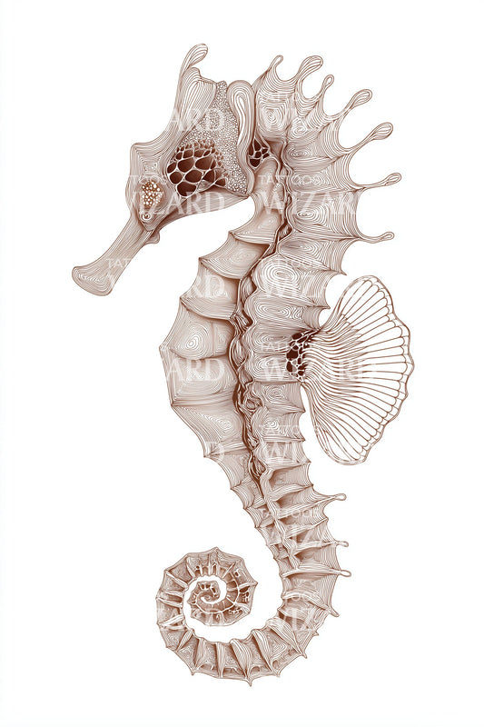Anatomical Seahorse Study Tattoo Illustration