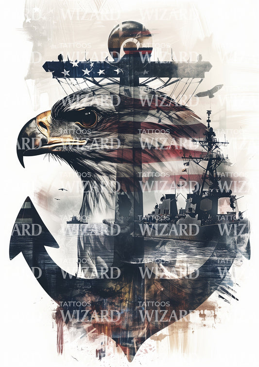 Anchor and Eagle and US Marine Corps Tattoo Design