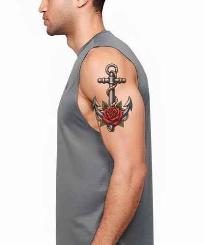 Anchor and Rose Tattoo Design