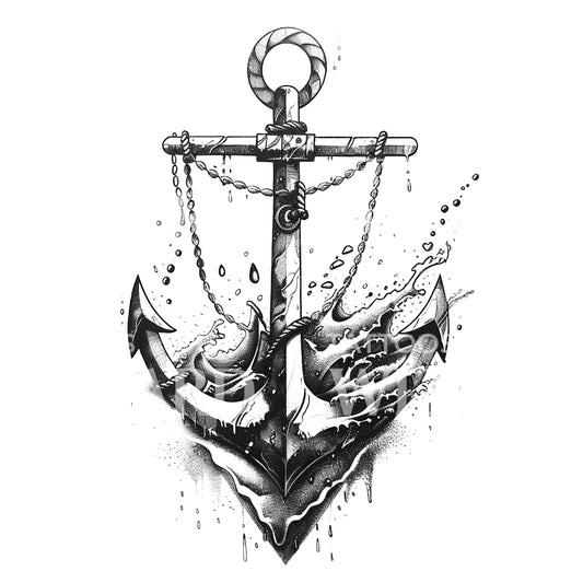 Anchor Through the Storm Tattoo Design