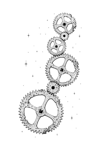 Antikes Bronze-Zahnradgetriebe Tattoo-Design
