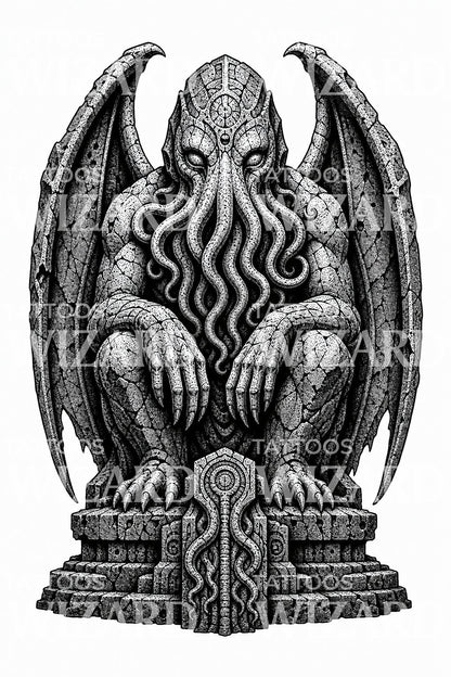Ősi eldritch bálvány tetoválásterv