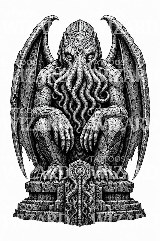 Ősi eldritch bálvány tetoválásterv