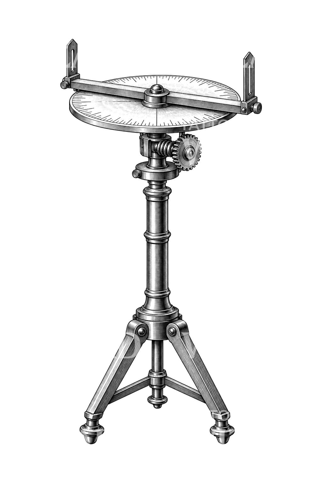 Ancient Greek Dioptra Surveying Instrument Tattoo Illustration