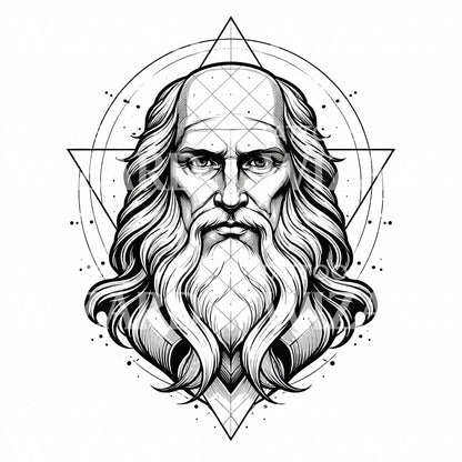 Ancient Sage Geometry Tattoo Illustration