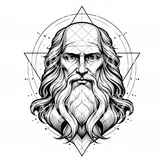 Ancient Sage Geometry Tattoo Illustration