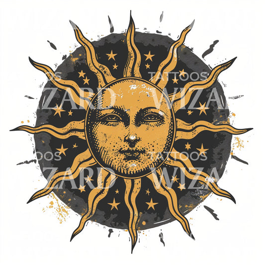 Eine Tattoo-Idee mit einer antiken Sonnendarstellung