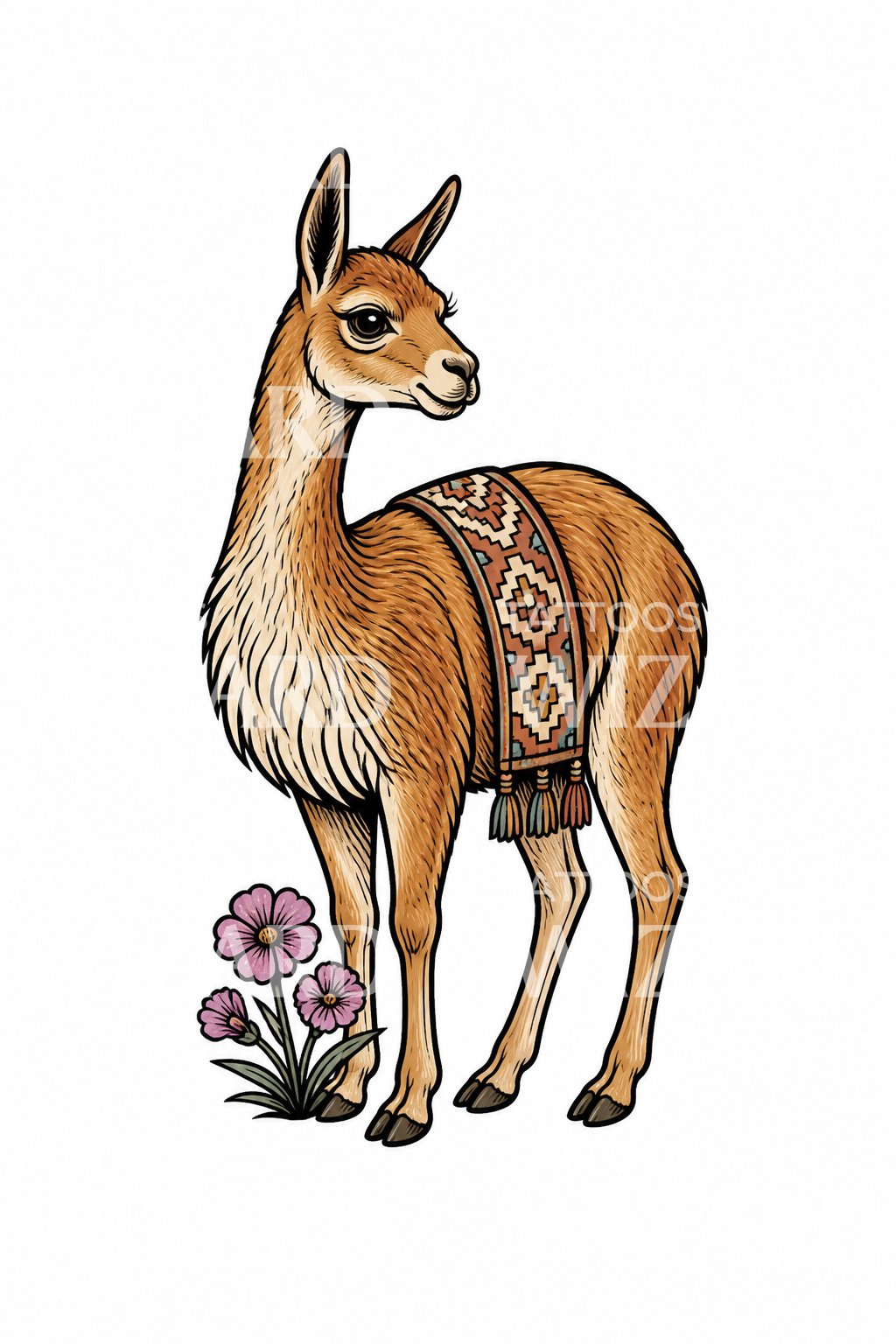 Andean Vicuna Woven Blanket Tattoo Design