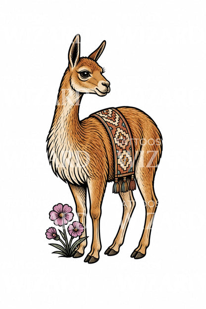 Andean Vicuna Woven Blanket Tattoo Design