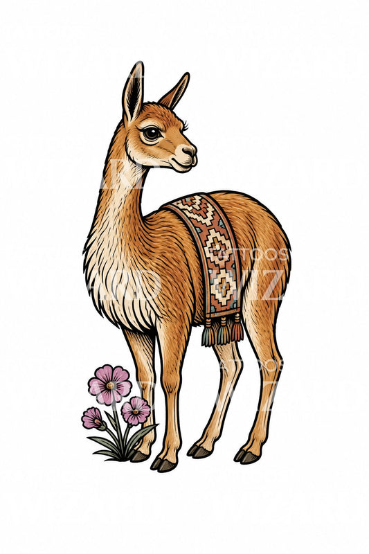 Design per tatuaggio di coperta tessuta in vigogna andina