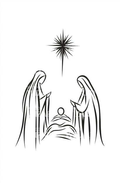 Angel Wings Nativity Tattoo Illustration
